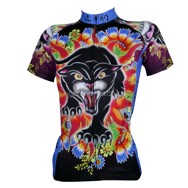 2017 new women's funny leopard cycling jersey colorful novelty biking jersey cool leopard