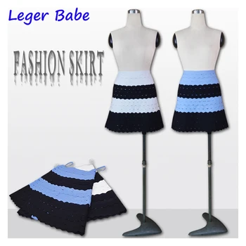 

Summer New Striped Bandage Skirts Women Nightclub Party A Line Mini Skirt Sexy Hollow Out Colorful Patchwork Bandage Skirts