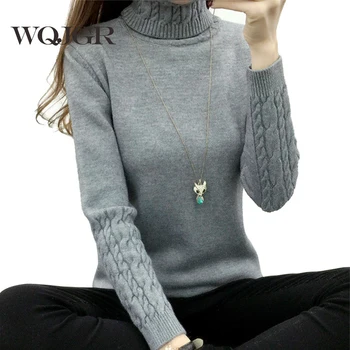 

WQJGR Autumn And Winter Women Sweaters And Pullovers Turtleneck Pullover Women Long Sleeve Sweter Mujer
