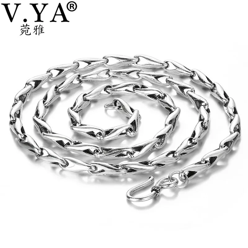 

V.YA 4mm Mens Jewelry 925 Sterling Silver Necklace Melon Seeds Shape Thai Silver Chain for Men Fine Jewelry bijoux