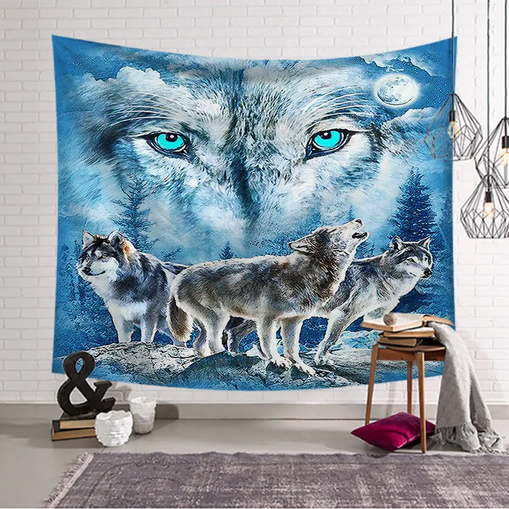 

Fox Deer Moon Tapestry Wall Hanging Wall Fabric Tapestry Blanket Tapestry for Living Room Bedroom Farmhouse Decor Polyester
