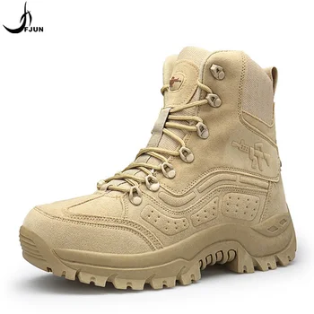 

2018 autumn winter men's shoes FJUN large size high outdoor camping military boots tactical boots men 39-46 BW30
