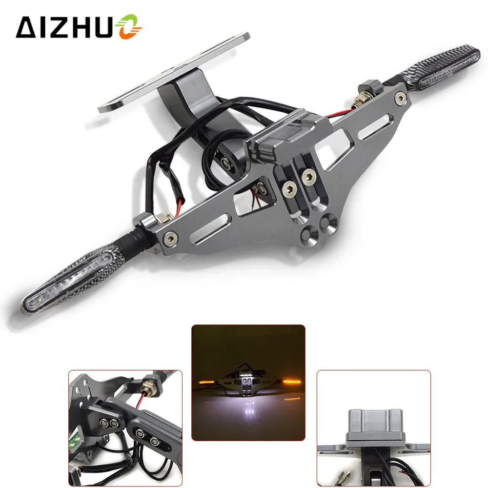 

Motorcycle Universal License Plate Bracket Holder Turn Signal Lights FOR YAMAHA FAZER600 MT-03 MT-25 MT03 MT25 MT 07 XP500 530