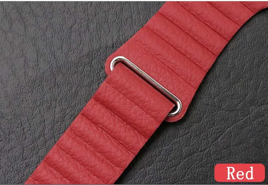 Red Кожаный ремешок-петля для Apple Watch 42 мм 44 мм наручный браслет Iwatch 4 3 2 1 40 мм 38 мм ремешок для часов Correa спортивный ремень браслет - Цвет ремешка: Red