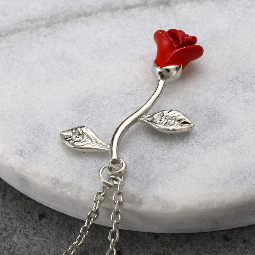 Red Rose Flower Statement Necklace Shellhard Bijoux Femme Collier Necklaces Pendant Trendy Women Jewelry Gift