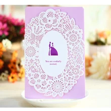 30 Pieces pack Paper Crafts Picrced Flower Design Personalized Customized Printing Romantic Wedding Invitations Cards