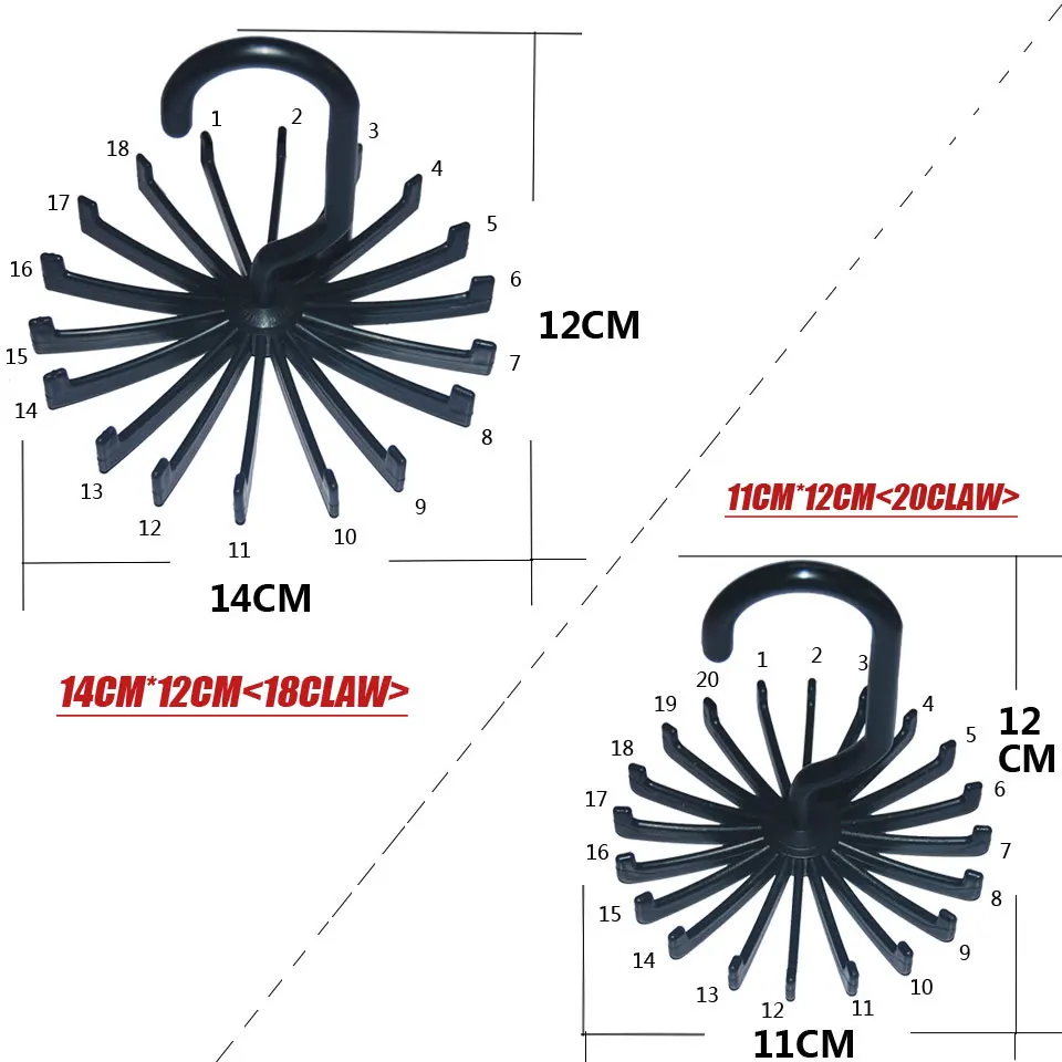 Круглый пластиковый крючок для галстука, вешалка для галстука, 18-20 коготь, рамка для дисплея, Влажная и сухая, двойное использование, высокое качество жизни, вращение на 360 °
