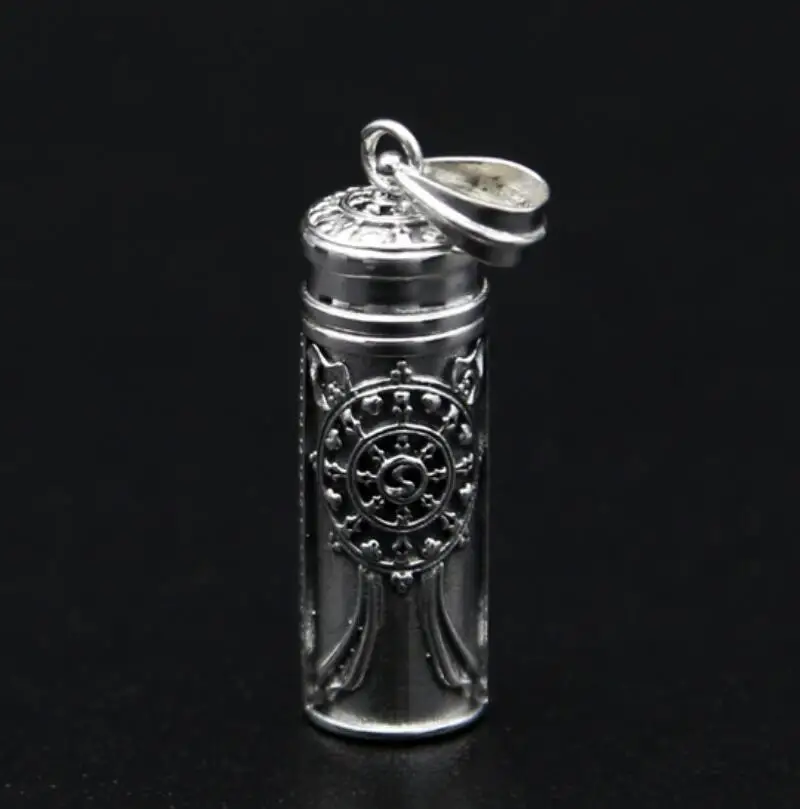 

925 sterling silver jewelry vintage tube pendant (FGL)