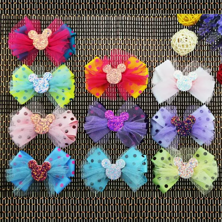 bling polka dot organze hair clip
