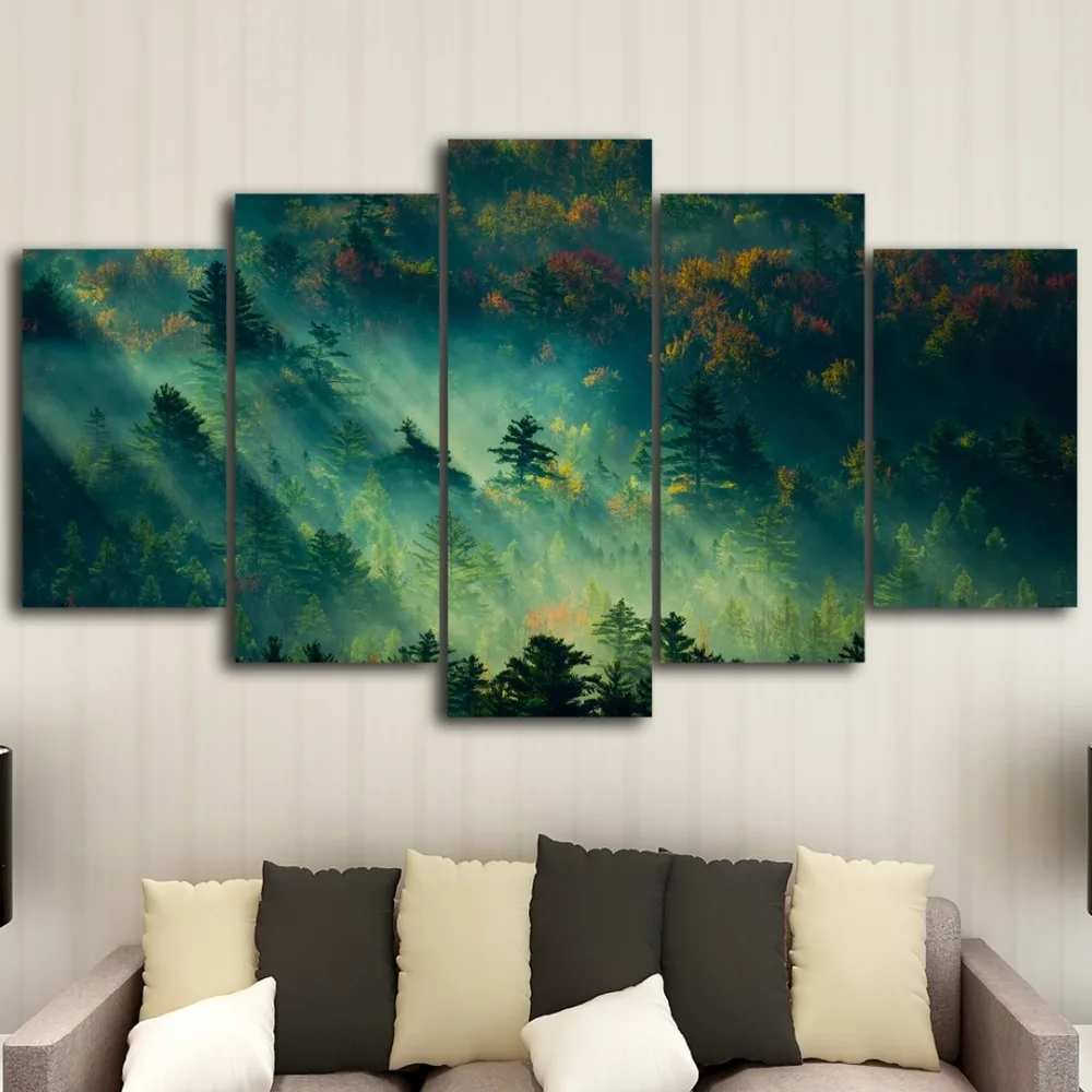 

5 pieces of HD printing forest custom printed canvas painting poster picture mural art free shipping