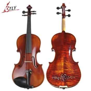 Tongling Master 4/4 Hand-Carved Violin Natural Flamed Maple Custom Instrument with Full Set of Accessories