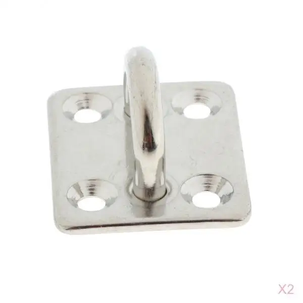 2Pcs Heavy Duty 304 Stainless Steel Square Pad Eye Plate Shade Sail Sailboat 5mm Boat Square Eye Plate