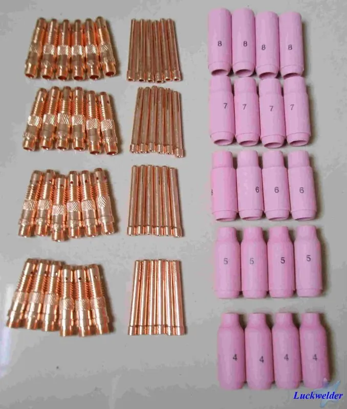 

62 pcs TIG Consumables Collets Nozzles Spare parts For WP17/18/26 Welding Torch