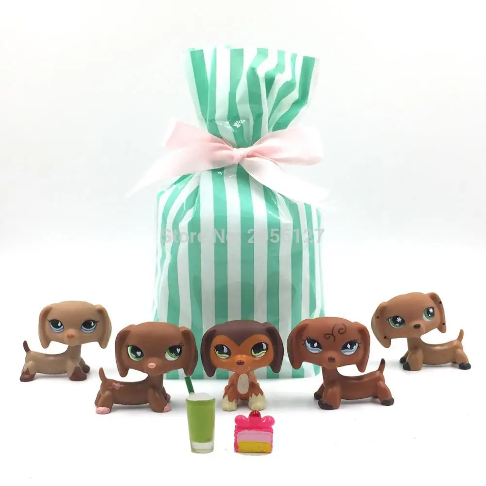 

5 Pcs/bag Real pet shop lps toys dog model rare animal dachshund for kids with gift bag 518-556-675-640-mono-PJZ13