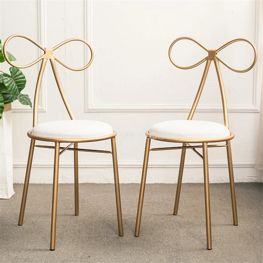 American Country Modern Design Gold Color Iron Metal Dining Chair Butterfly Backrest Leisure Dressing Chair Soft Seat Cushion American Country Modern Design Gold Color Iron Metal Dining Chair Butterfly Backrest Leisure Dressing Chair Soft Seat Cushion