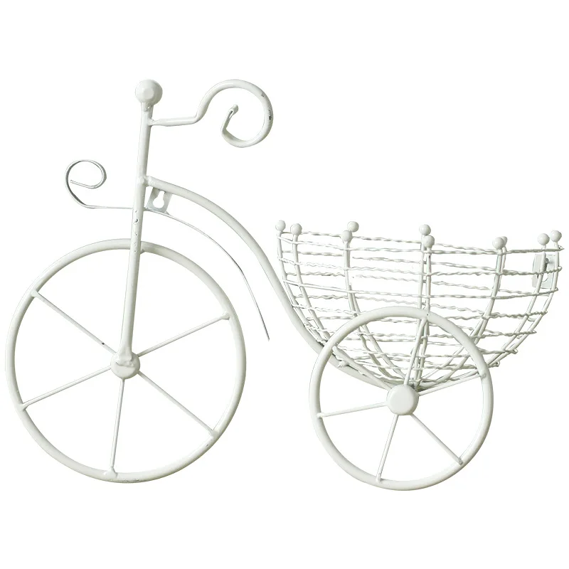 

LUDA Creative Bicycle European Style Wrought Iron Wall Hanging Flower Rack Living Room Balcony Wall Hanging Flower Basket Deco