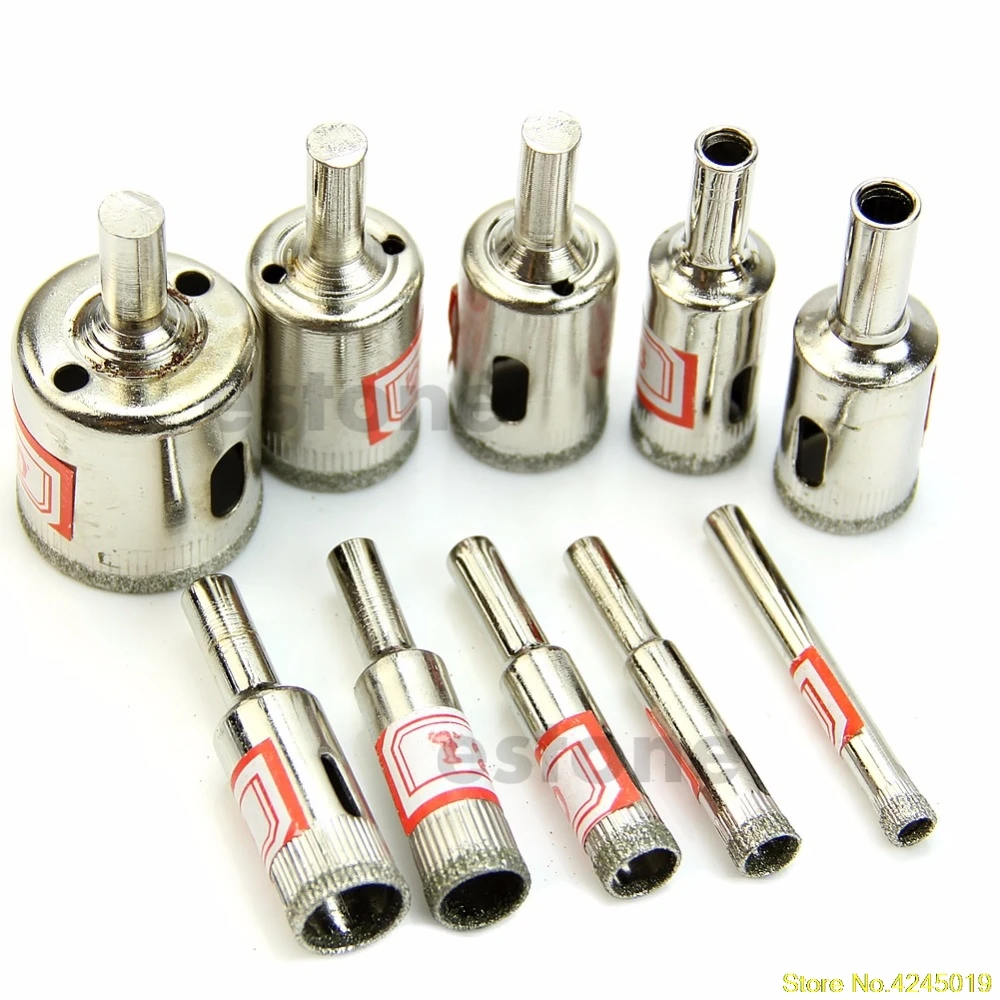 

High quality 10Pcs Diamond Coated Core Hole Saw Drill Bit Set Tools For Glass Tiles Marble