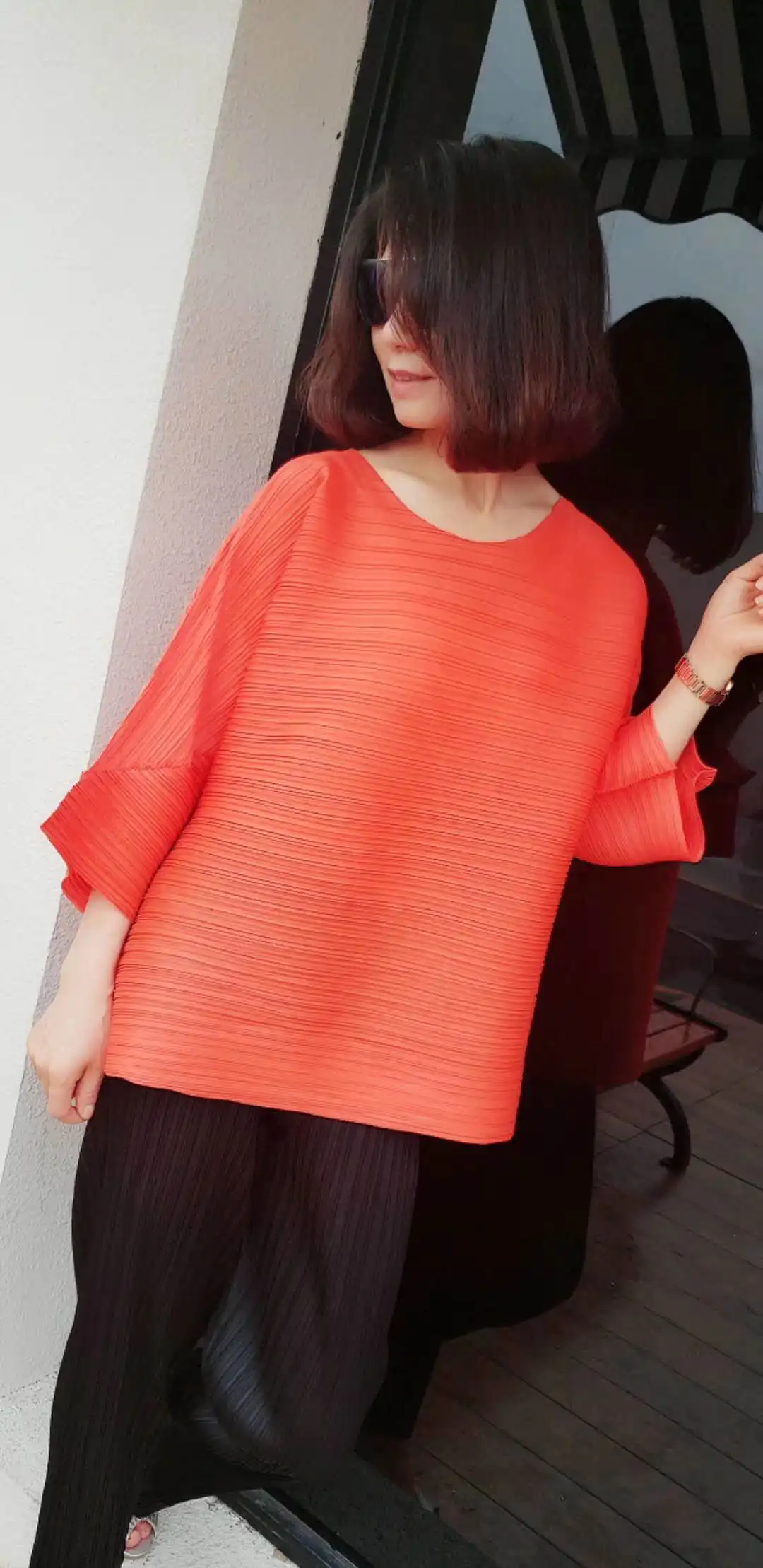 109A68 Summer Miyake Folds Women's Tops European