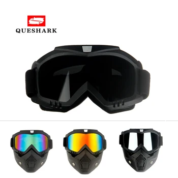

Queshark Ski Snowboard Mask Winter Ski Snowmobile Goggles Windproof Skiing Glasses Motocross Sunglasses with Mouth Filter