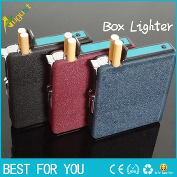 

10pcs/lot Hot Sale lighter New automatic cigarette case with wind proof Butane lighters stainless for gift Tobacco gas Lighter