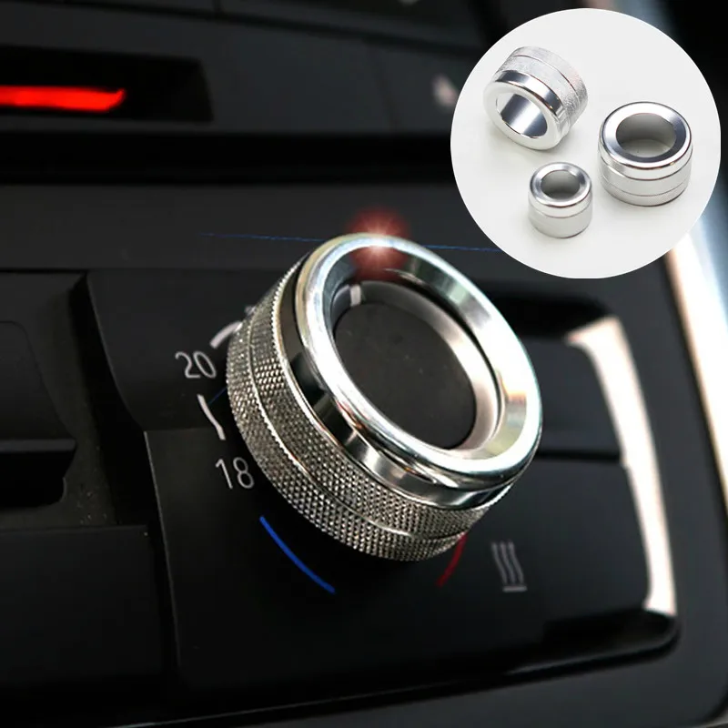 

For BMW 3 Series F30 F31 F34 Silver Air Condition Knob Trim Cover 2013-2018 Low Equipped 3pcs