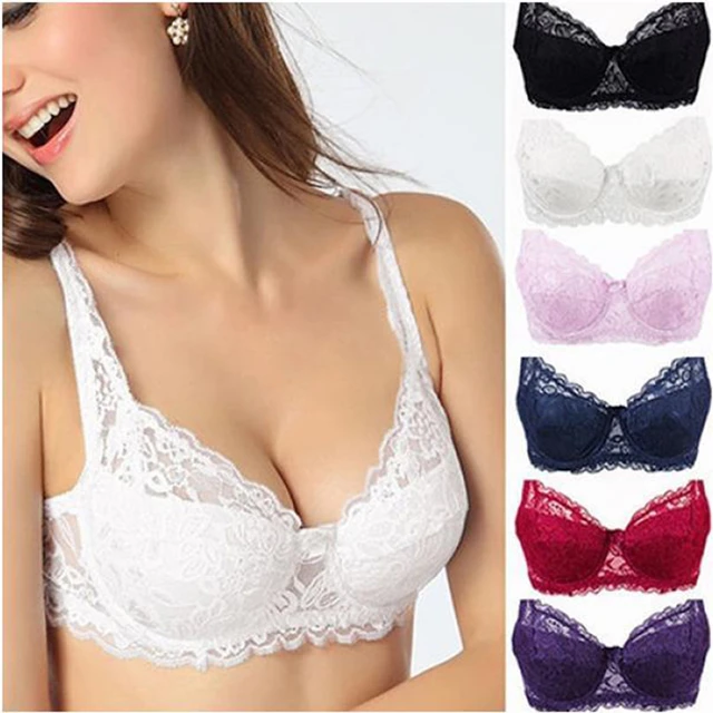 New Hot Sexy Gather Push Up Bra Underwire 3/4Cup Lace Brassiere Underwear  70/75/80/