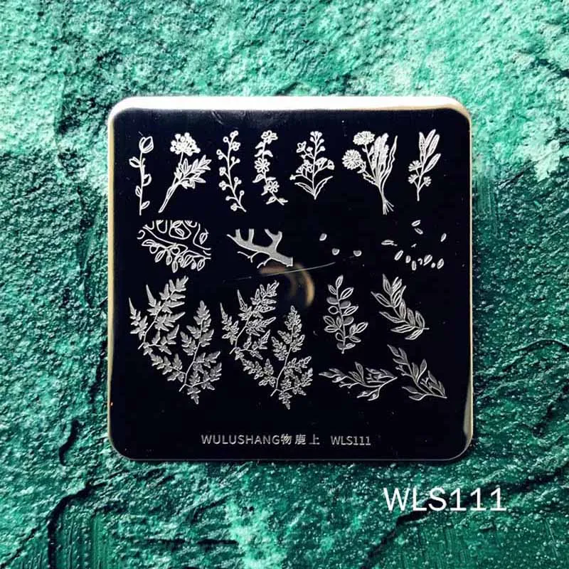 Wulushang для маникюра квадратная штамповочная пластина листья растения дизайн изображения ногтей трафарет шаблоны ногтей DIY шаблон для лака для ногтей - Цвет: WLS111