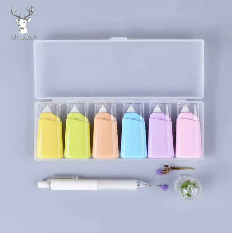 

6pcs Set Mini Macaron Color White Correction Correcting Tape with Box Stationery Corrector Student Gifts School Office Supplies