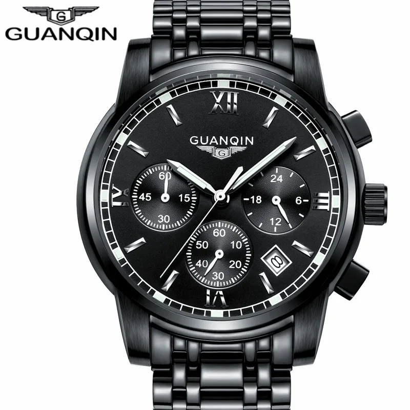 

2017 GUANQIN Watch Men Quartz Watch Relogio Masculino Business Top Brand Chronograph Luminous Date Clock Men's Casual Wristwatch
