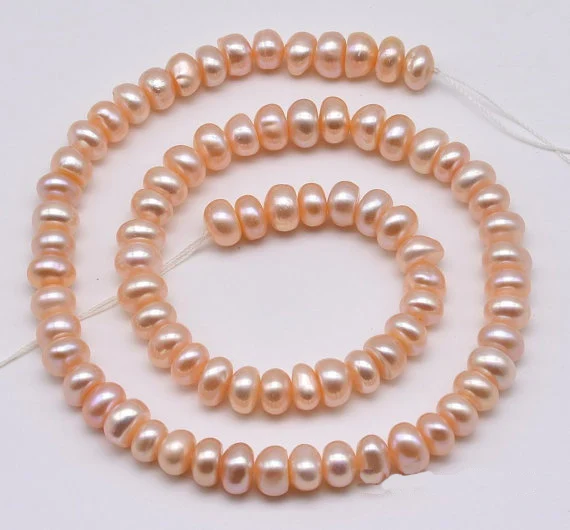 

Pink Color Loose Pearl Jewellery,Genuine AA 7-8MM Cultured Button Pearls String For Making Necklace,One Full Strand