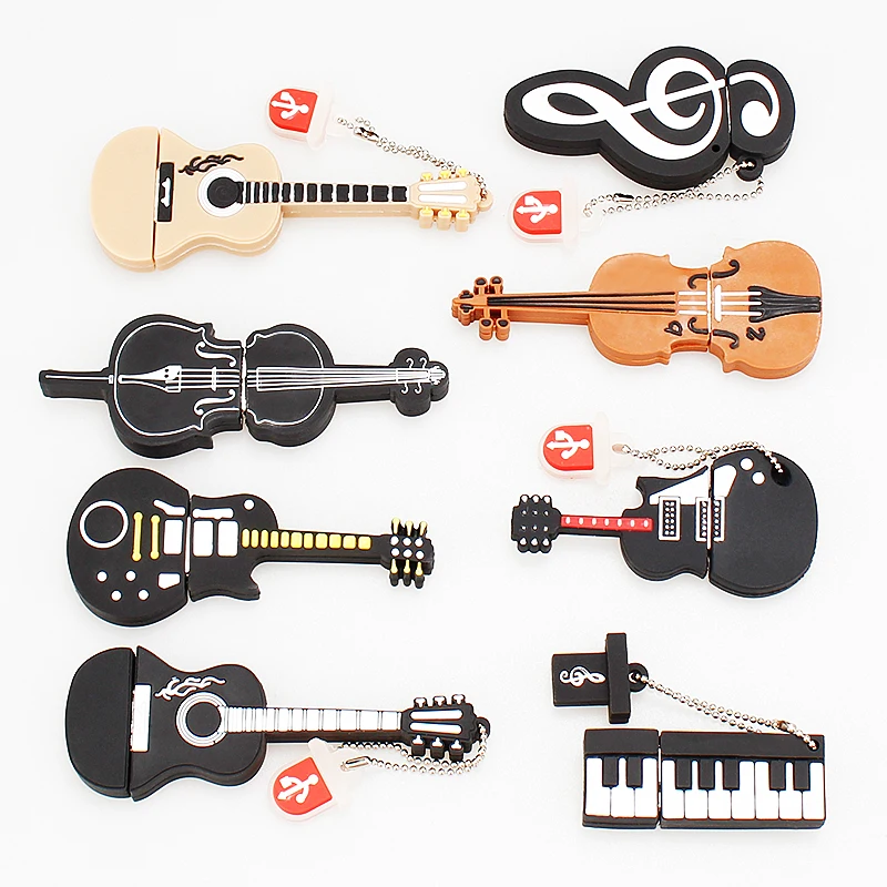 music Pendrive 128gb Pen Drive 64gb creative Cartoon Guitar Violin usb Flash drive Gift USB 2.0 usb memory stick Free Shipping