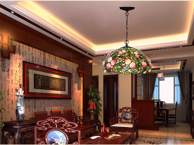 Деревенский античный арт-деко красочный витражный светильник Tiffanylamp для спальни гостиной столовой подвесной светильник для кухни