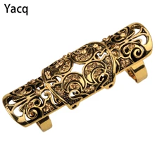 YACQ двойной полный палец костяшки длинная броня кольцо для женщин Античный Золотой посеребренный панк-рок вечерние ювелирные изделия дропшиппинг RM05