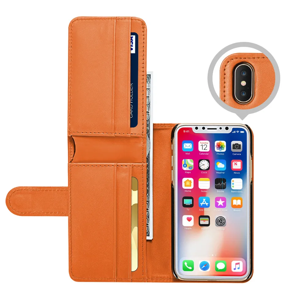 DOEES Foldable Leather Flip Wallet Case For iPhone X 10 Bag Case Vintage Business Card Cash Slot Smooth Touch Cover For iPhoneX (8)