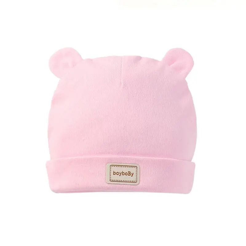 Хлопковая шапка для новорожденных девочек и мальчиков; детская шапка; Eslatic; головной платок; нагрудники для малышей; реквизит для фотосессии; детский нагрудник; аксессуар - Цвет: pink beer ear