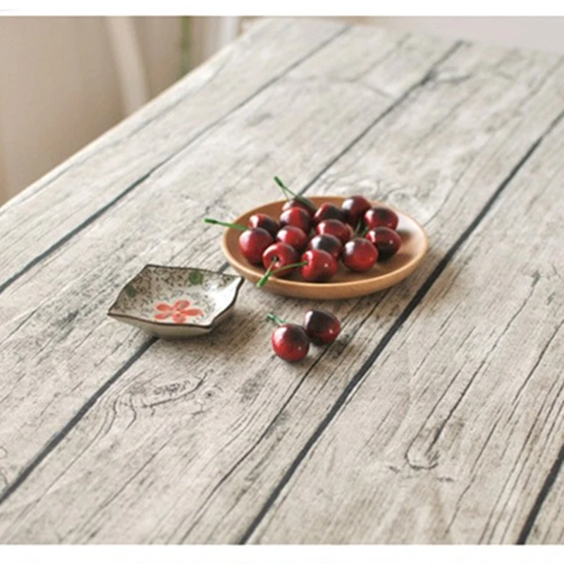 Kiwiberry Wood Grain Masa Tablecloth Linen Modern Style Washable Dining Table Cloth Toalha De Mesa