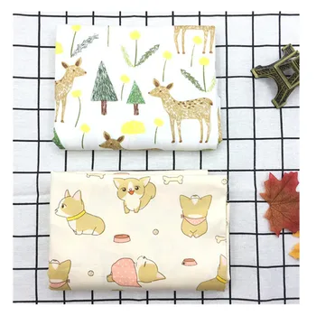 Deer and Squirrel Cotton Fabric for Patchwork Sewing Curtain Pillow Fabrics Baby