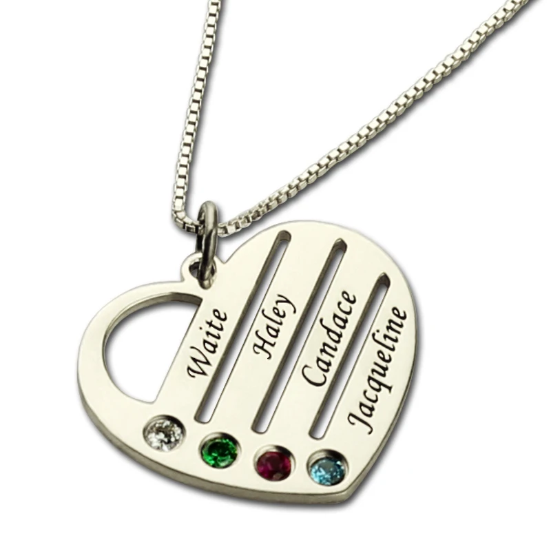 mothers necklace with kids birthstones