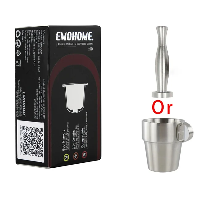 Best Offers EM-04T Espresso Reusable Coffee Capsule Refillable Capsule Compatible with nespresso System + capsule coffee tamper/ coffee cup