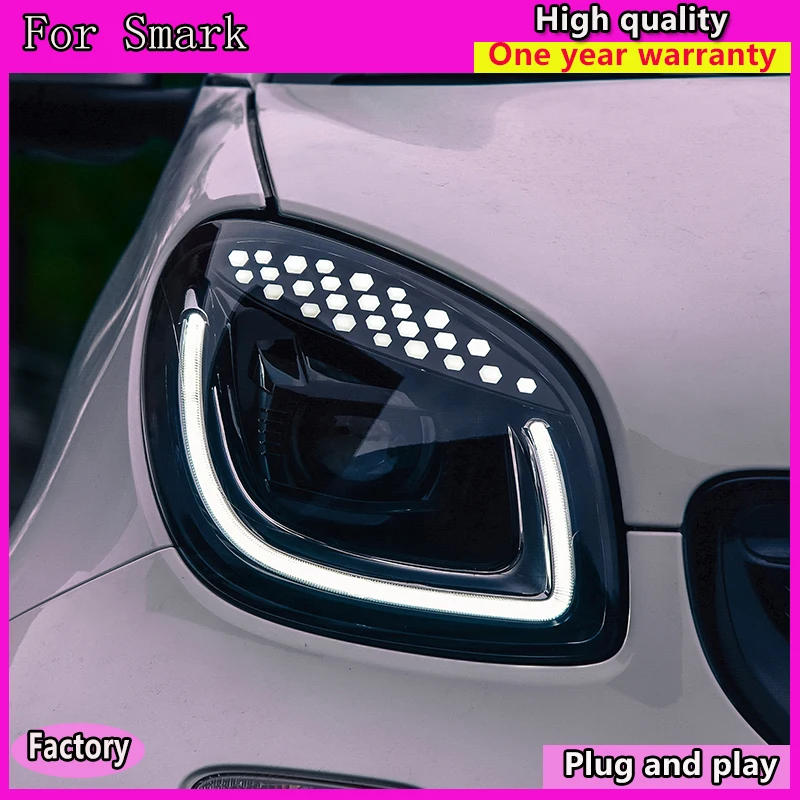 Kowell Car Styling Head Lamp for Smart Headlights 2015-2018 Two LED Headlight DRL Hid Bi Xenon Auto Accessories | Автомобили и
