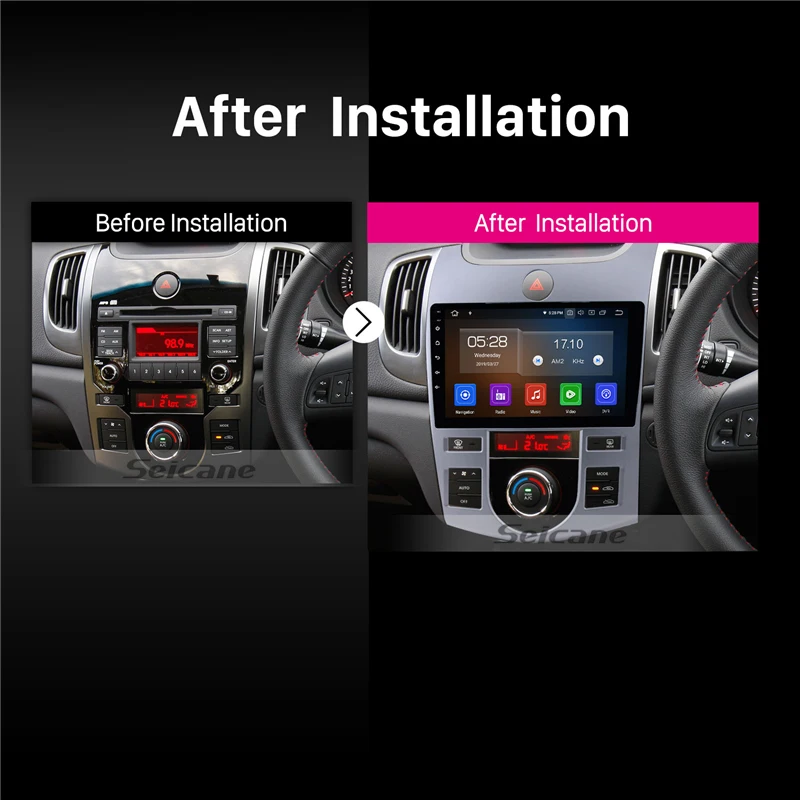 Cheap Seicane 9 inch Android 9.0 Car Radio GPS player navi for 2008-2012 KIA FORTE (AT) with Bluetooth HD 1024*600 Mirror link SWC 5