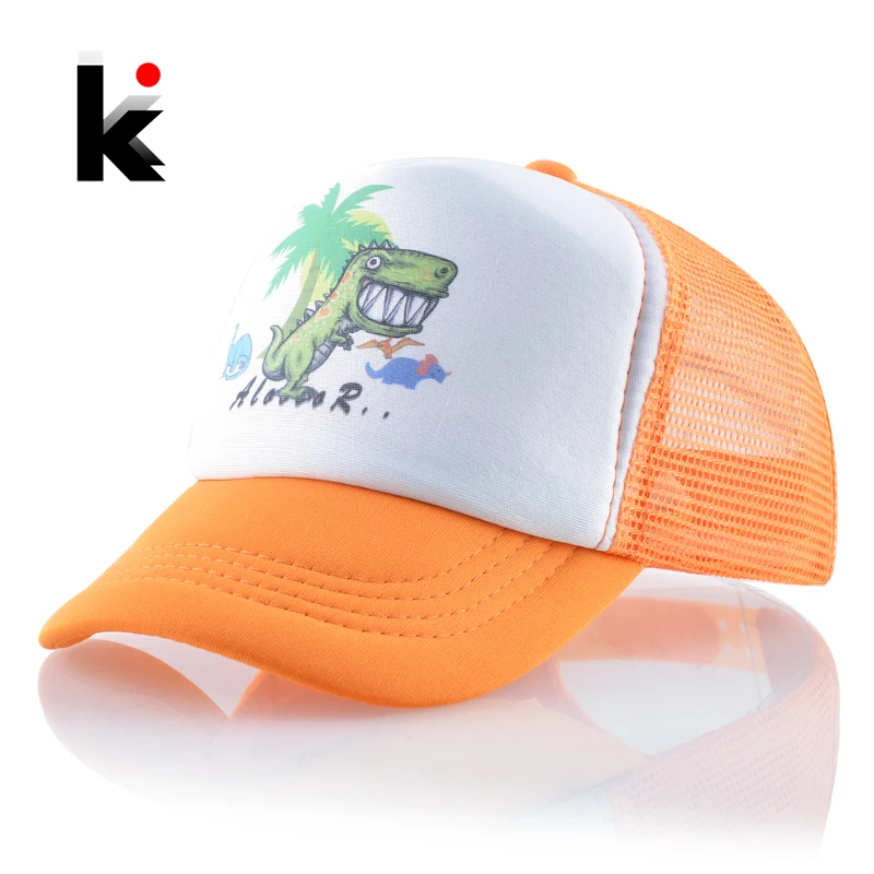 Mesh Baseball Caps Kids Lovely Cartoon Dinosaur Snapback Hats For Baby Boys And Girls Outdoor Children Breathable Sun Bones Cap