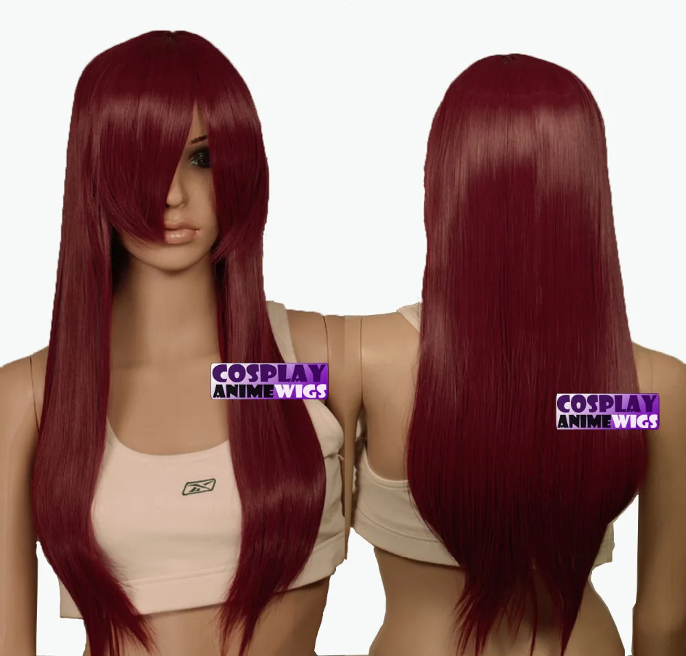HOT Free Shipping &gt&gt&gtWine Red 0.7m Dynamic Styling Long Straight Cosplay Wigs |
