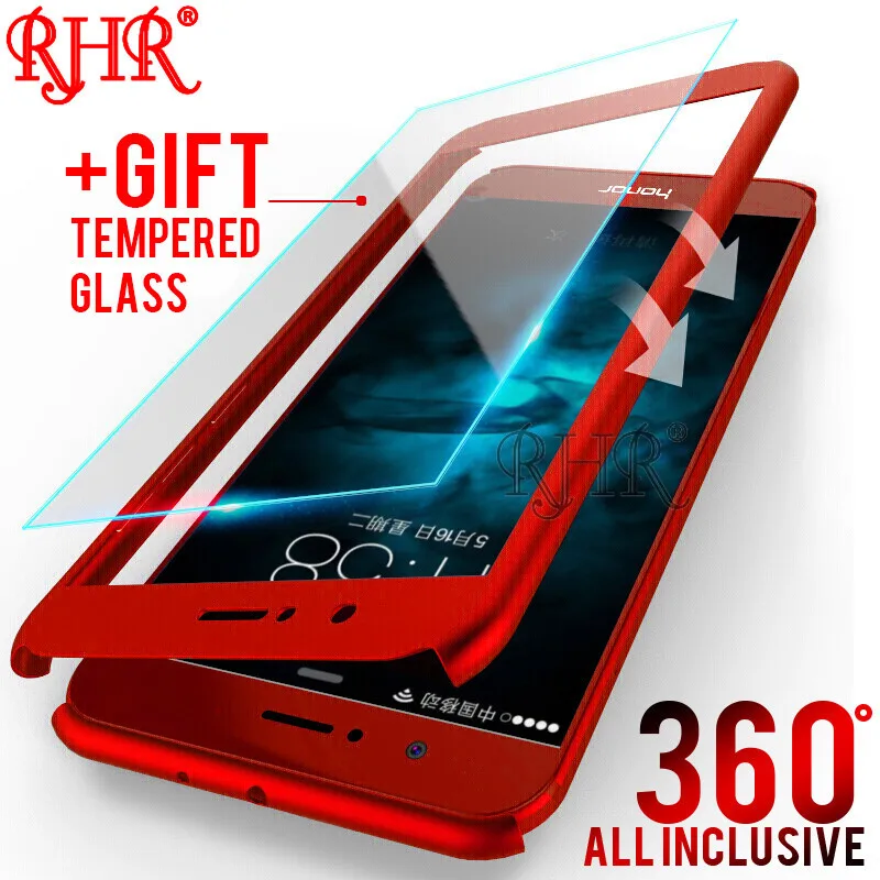 

Luxury 360 Degree Full Cover Phone Case For Huawei P10 P9 P8 P20 Lite Plus Protection Case For Honor 8 9 Lite Shell With Glass