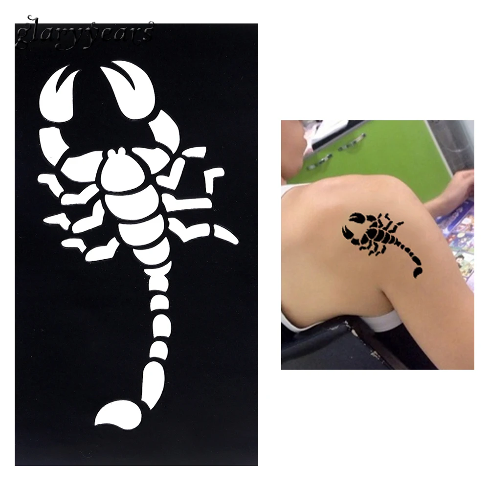 038 30 De Réduction1 Pièce Scorpion Motif Henné Tatouage Pochoir Femme Homme Bras Corps Art Petit Henné Indien étanche Tatoo Autocollant Pochoir