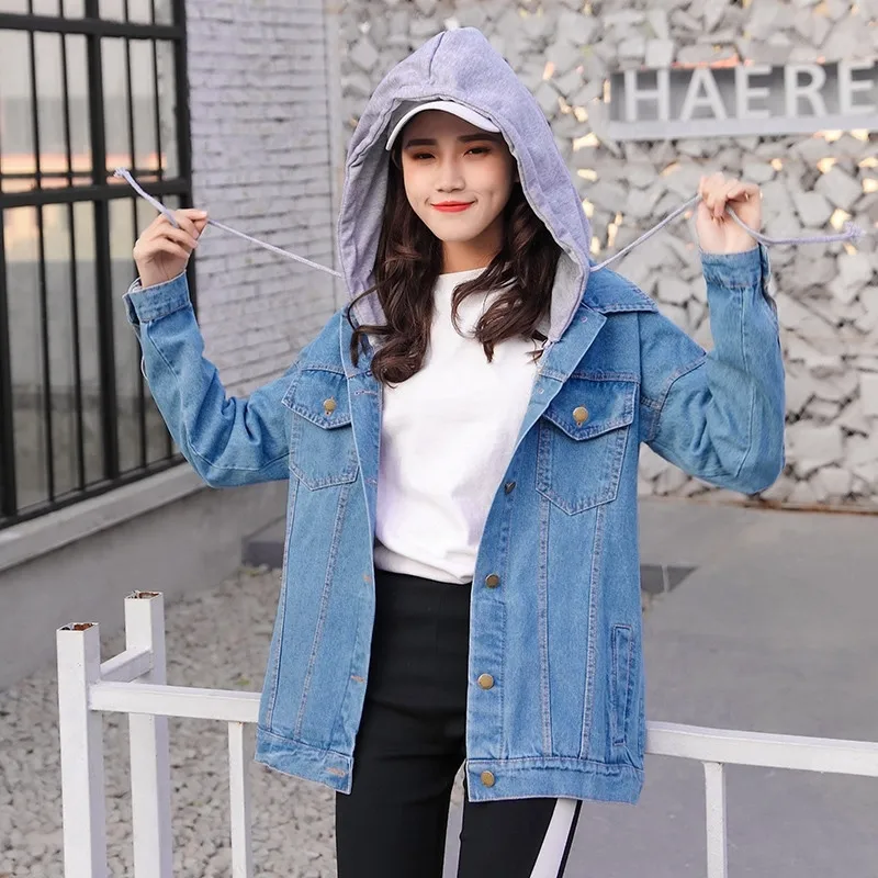 Женская ВИНТАЖНАЯ ДЖИНСОВАЯ КУРТКА Harajuku осенняя куртка нового размера плюс