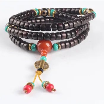 

Sennier 8mm 108 genuine natural black sandalwood buddhist prayer beads bracelet mala necklace Buddha meditation Tibetan jewelry