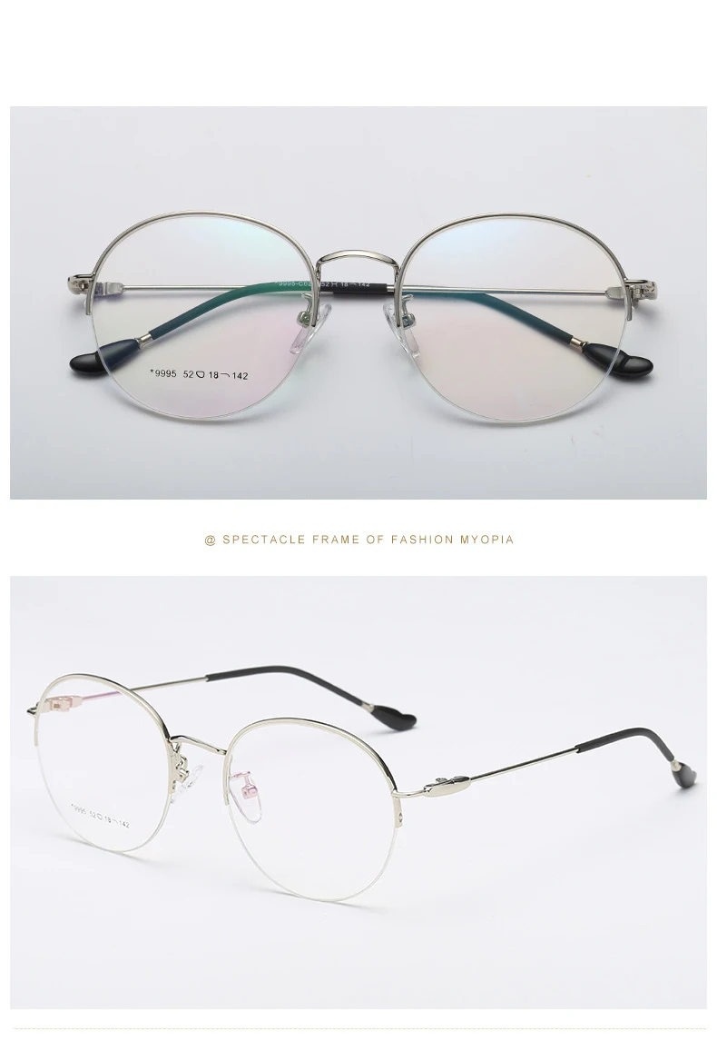 Металлические женские круглые оптические очки с оправой, красивые модные мужские очки с полуоправой Armacao для женщин, по рецепту на заказ