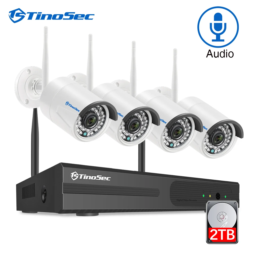 TinoSec H.265 CCTV System Audio Wireless Camera Home Security 1080P Outdoor Waterproof Wifi NVR Kit Video Surveillance System TinoSec H.265 CCTV System Audio Wireless Camera Home Security 1080P Outdoor Waterproof Wifi NVR Kit Video Surveillance System