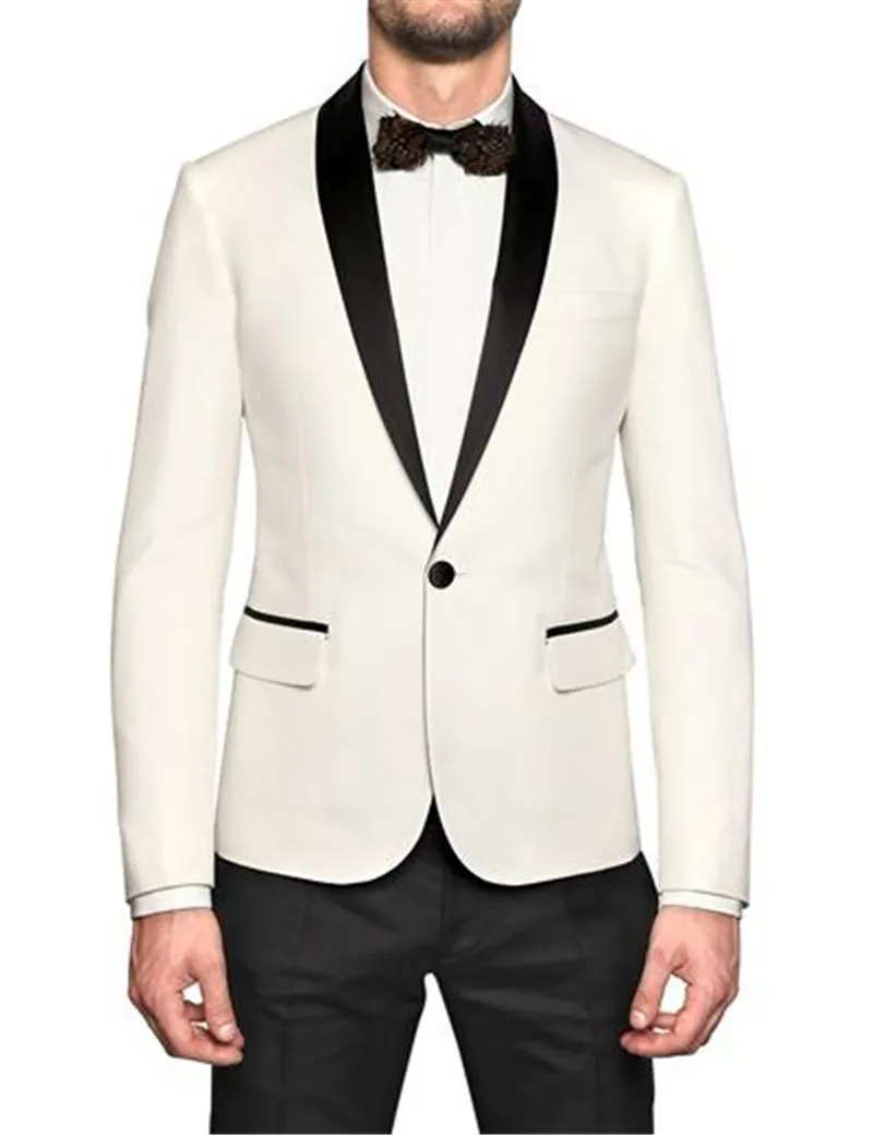 

Новая белая куртка в стиле хоп с черным атласным лацканом смокинги для жениха костюм для жениха для мужчин Лучший мужской костюм для свадьбы (пиджак + брюки + галстук-бабочка + пояс